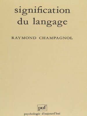 cover image of Signification du langage